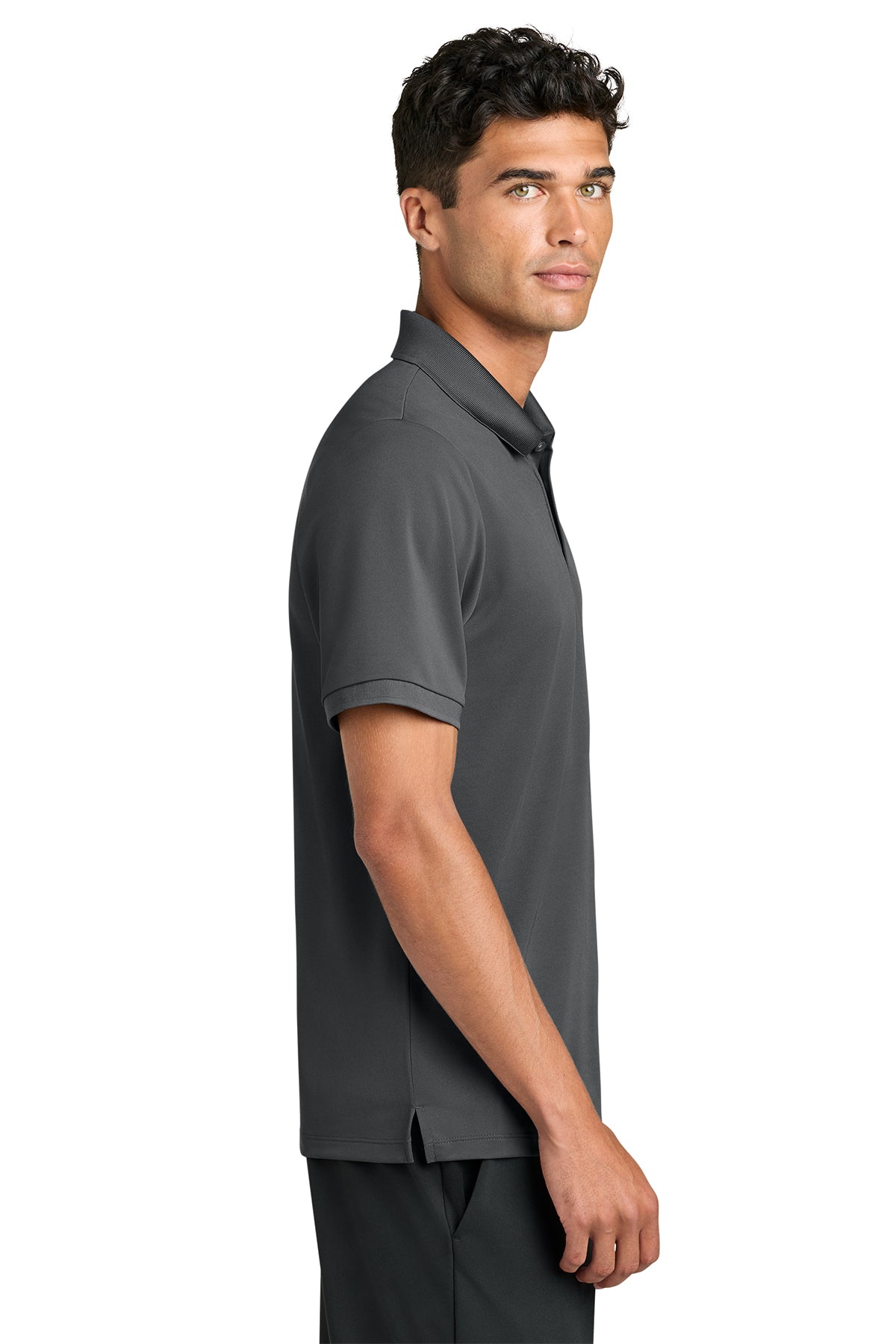 Mercer+Mettle Everyday Performance Polo in Storm Grey, side on model