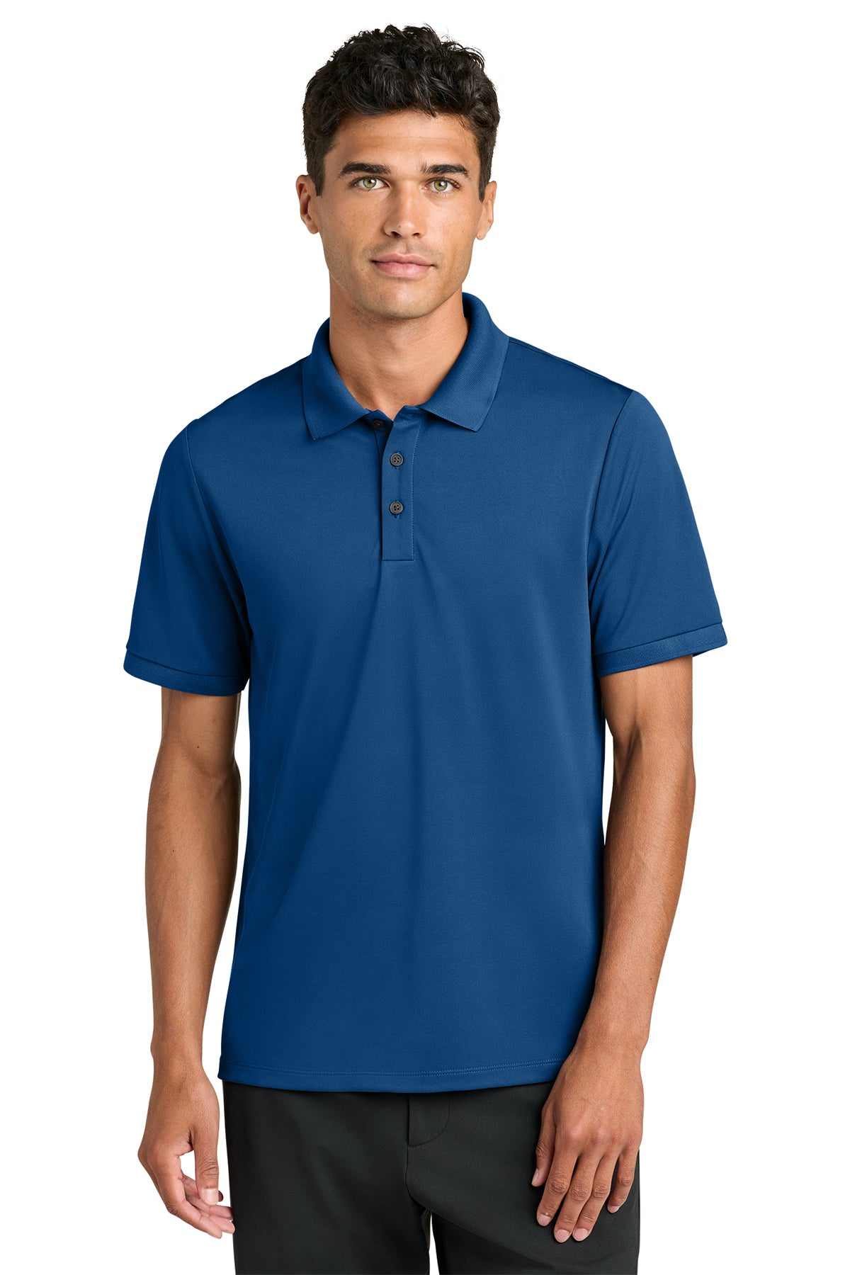 Mercer+Mettle Everyday Performance Polo in True Blue, front on model