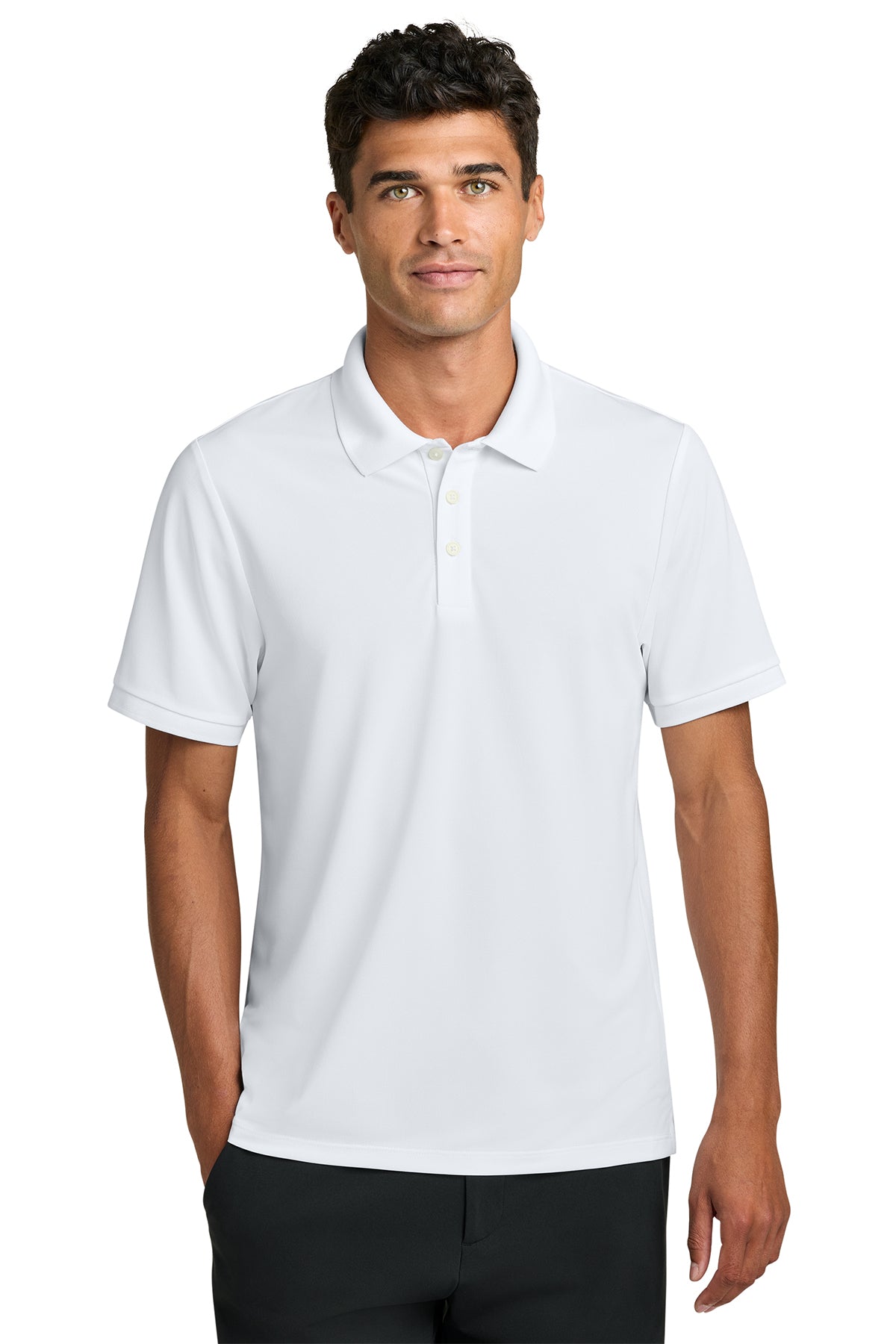 Mercer+Mettle Everyday Performance Polo in White, front on model