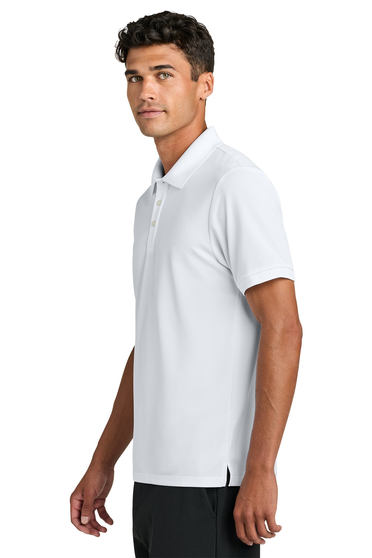 Mercer+Mettle Everyday Performance Polo in White, side on model