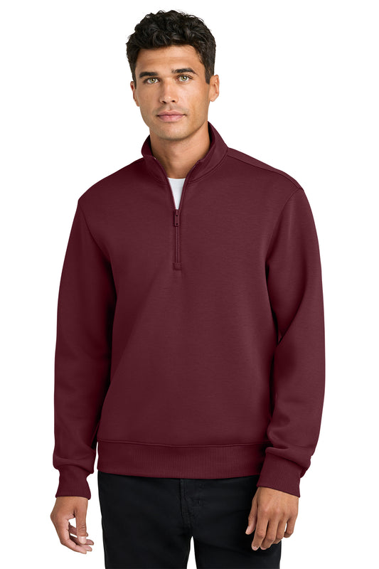 Mercer+Mettle Soft Spacer 1/4-Zip in Burgundy, front on model
