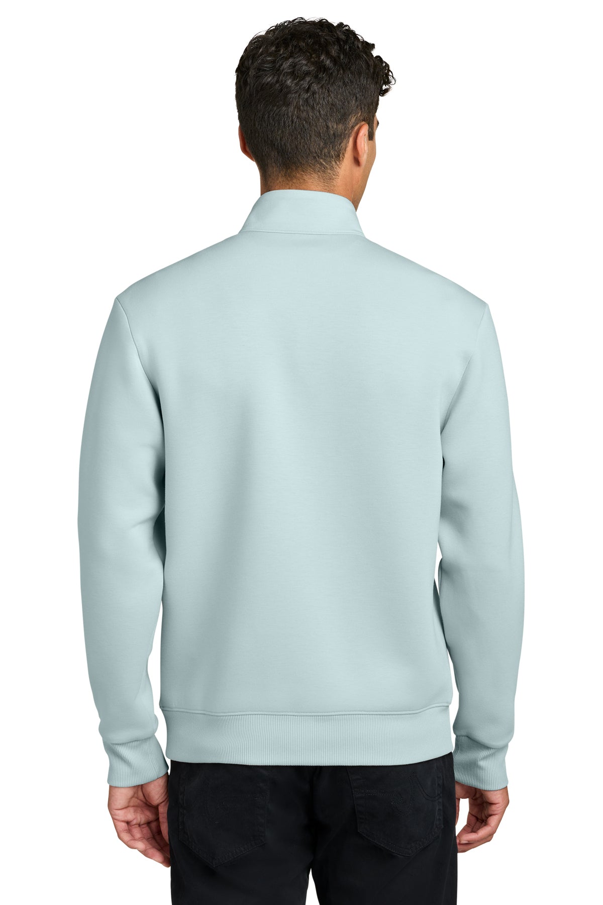 Mercer+Mettle Soft Spacer 1/4-Zip in Celestial Blue, back on model