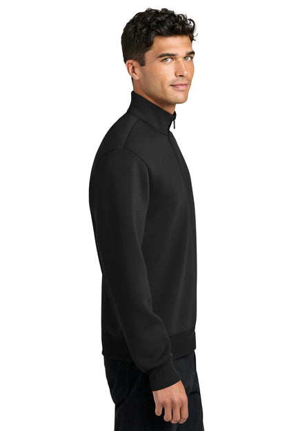 Mercer+Mettle Soft Spacer 1/4-Zip in Deep Black, side on model