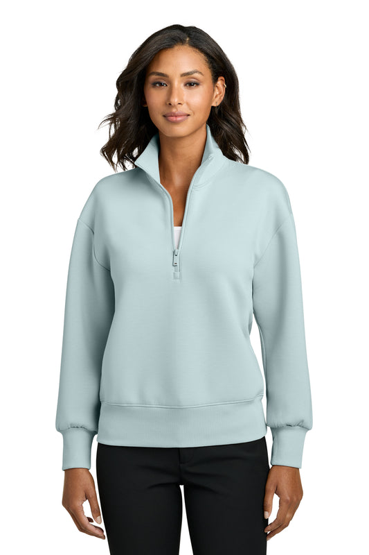 Mercer+Mettle Women’s Soft Spacer 1/4-Zip in Celestial Blue, front on model