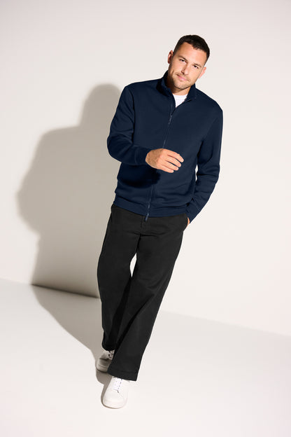 Mercer+Mettle Soft Spacer Full-Zip in Warm Quartz, view on model