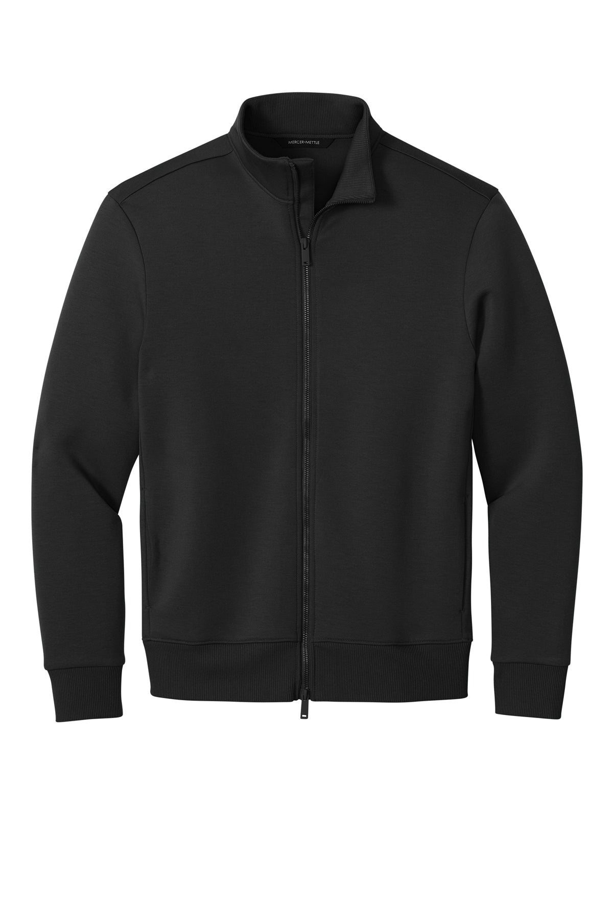 Mercer+Mettle Soft Spacer Full-Zip in Deep Black, front flat
