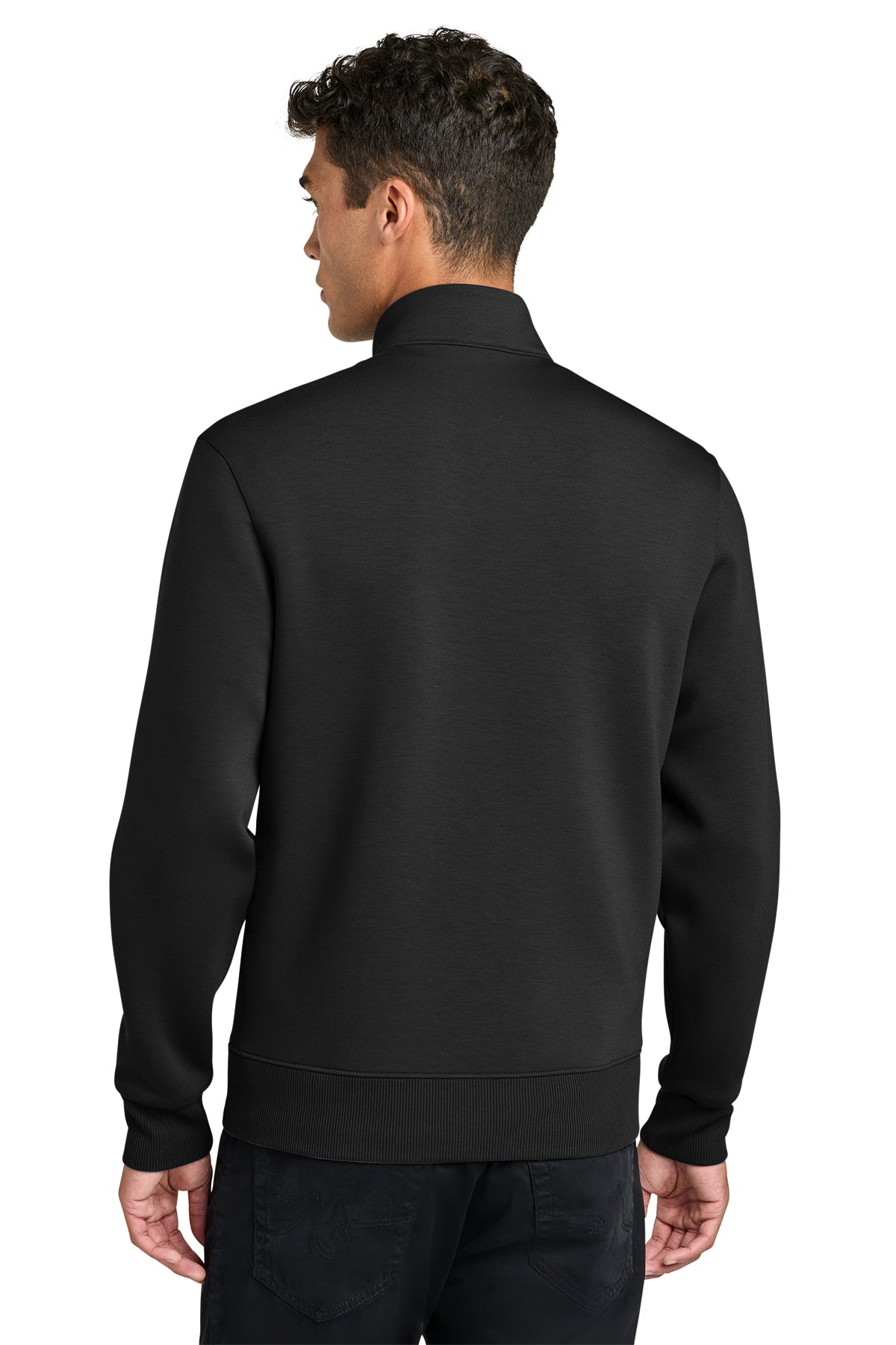 Mercer+Mettle Soft Spacer Full-Zip in Deep Black, back on model