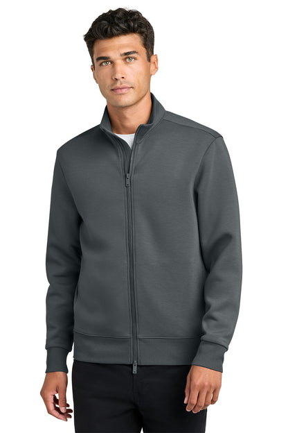 Mercer+Mettle Soft Spacer Full-Zip in Storm Grey, front on model