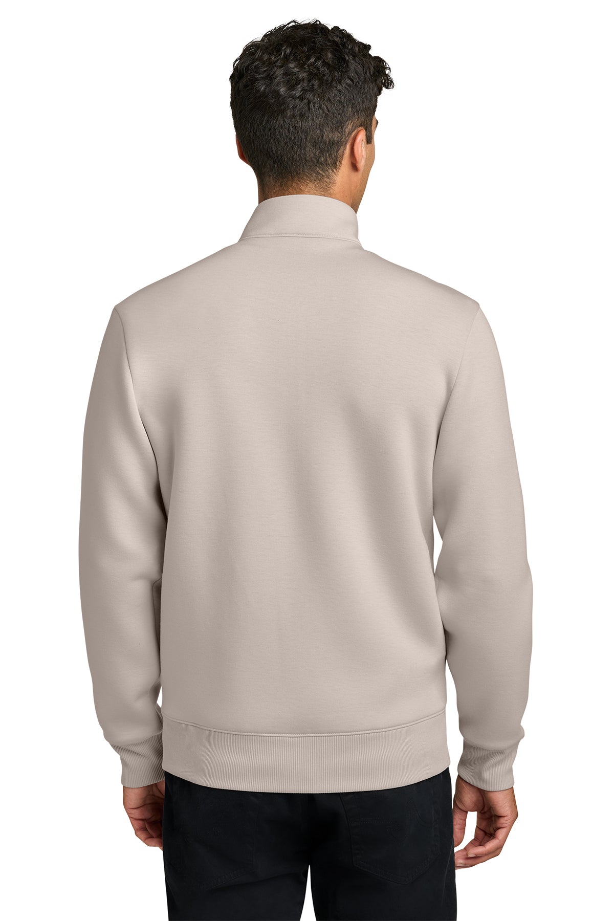Mercer+Mettle Soft Spacer Full-Zip in Warm Quartz, back on model