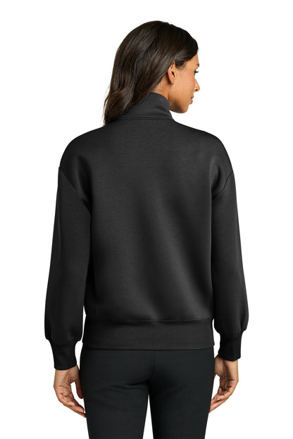 Mercer+Mettle Women’s Soft Spacer Full-Zip in Deep Black, back on model