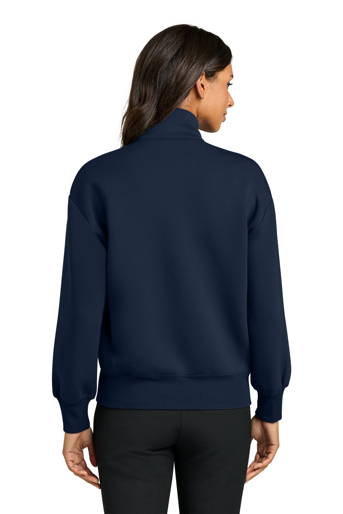 Mercer+Mettle Women’s Soft Spacer Full-Zip in Night Navy, back on model