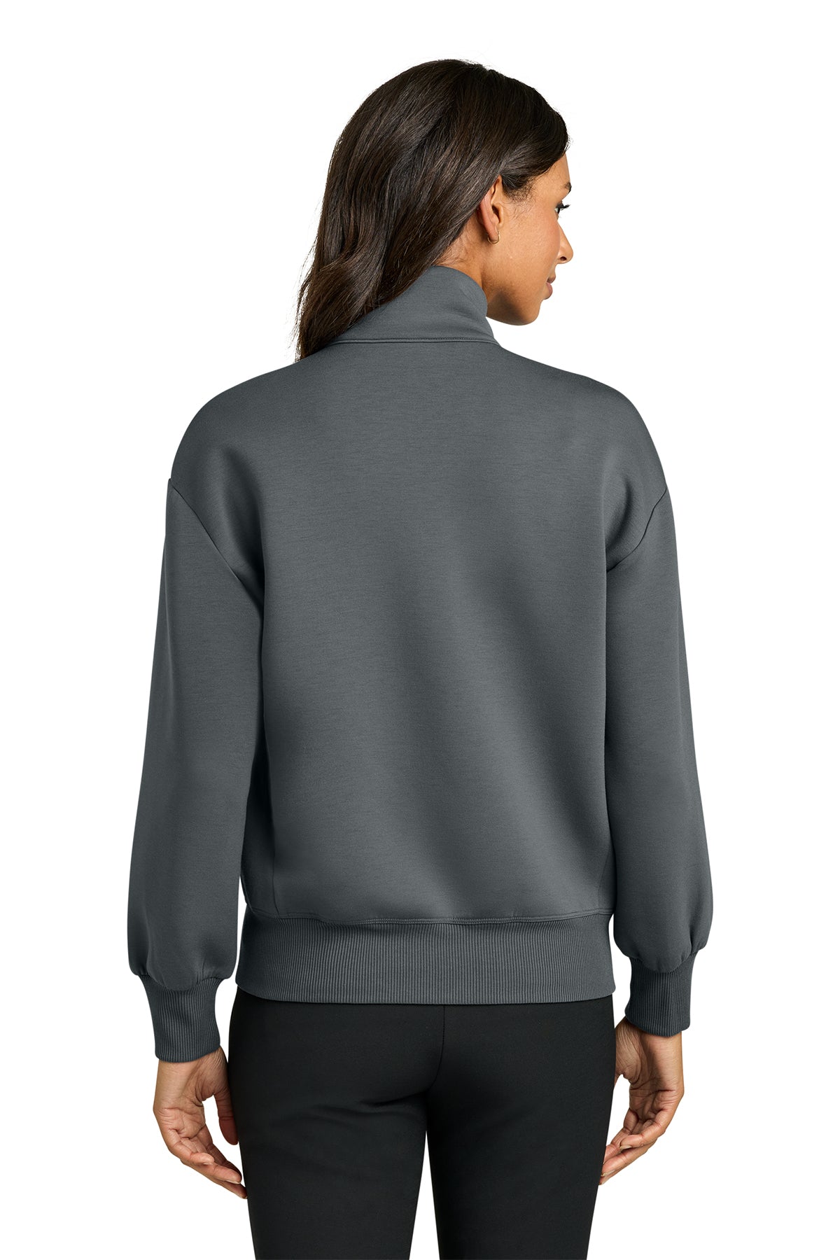 Mercer+Mettle Women’s Soft Spacer Full-Zip in Storm Grey, back on model