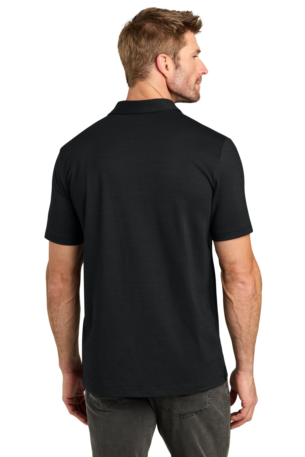 TravisMathew Crestview Polo in Black, back on model