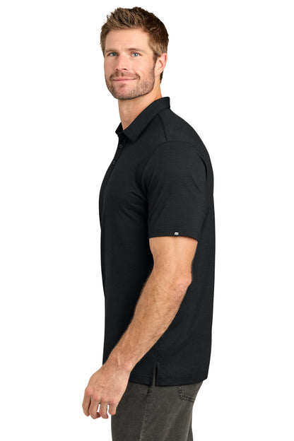 TravisMathew Crestview Polo in Black, side on model