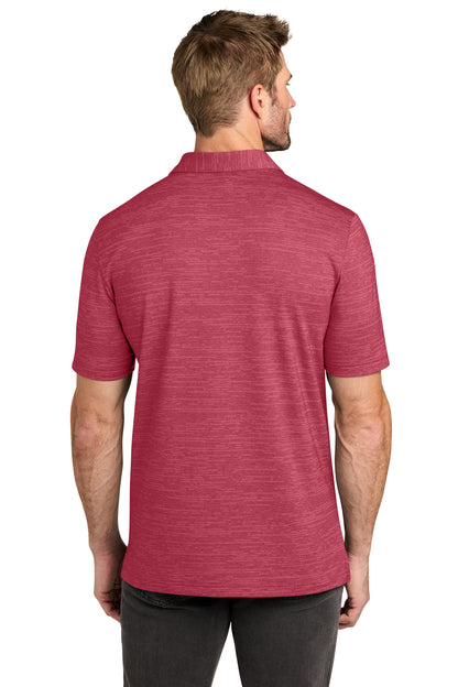 TravisMathew Crestview Polo in Scooter Red Heather, back on model