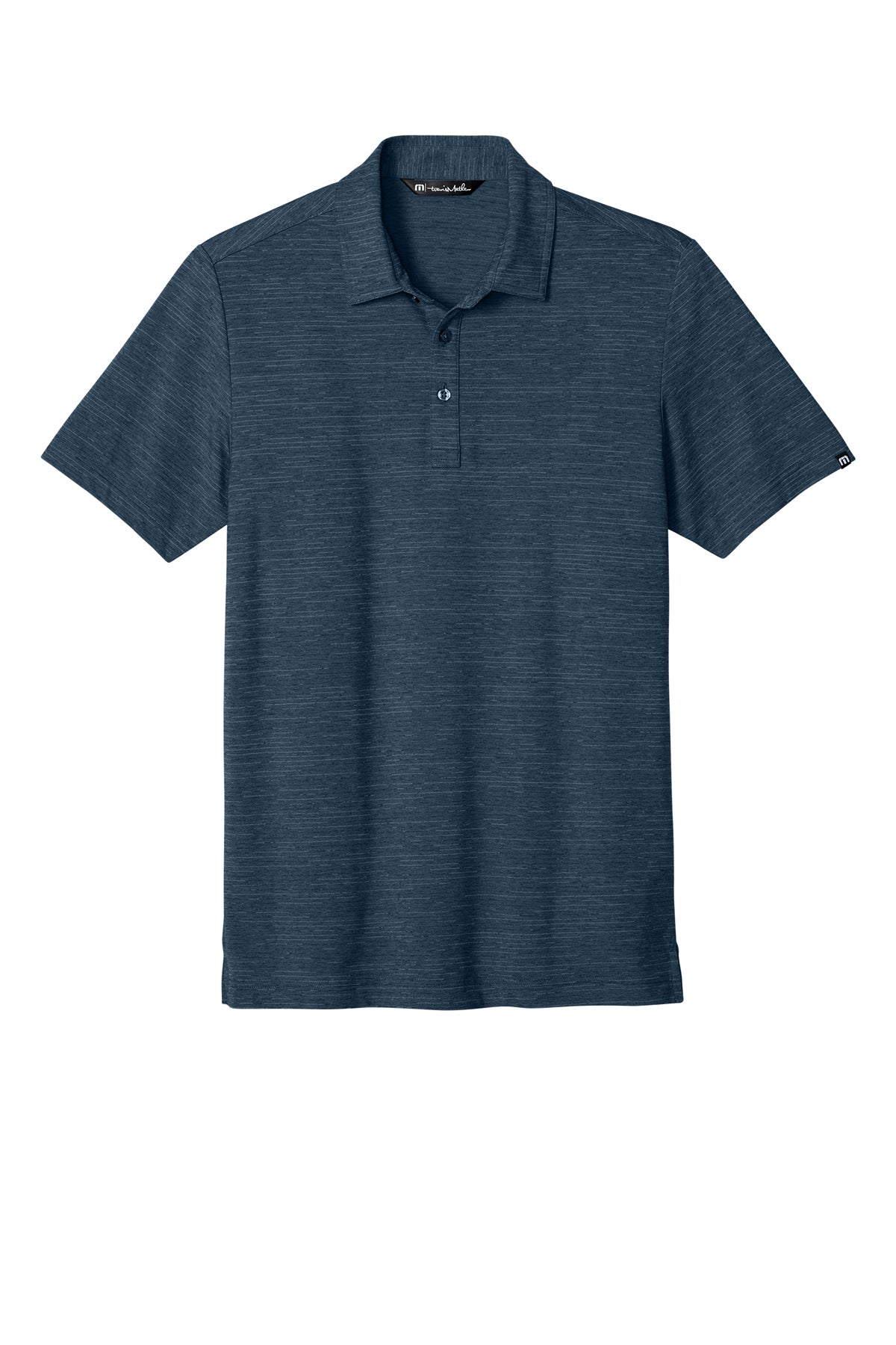 TravisMathew Crestview Polo in Vintage Indigo Heather, front flat
