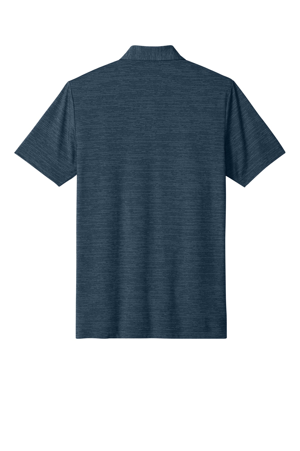 TravisMathew Crestview Polo in Vintage Indigo Heather, back flat