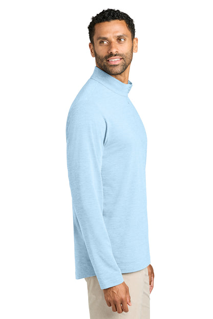 TravisMathew Onward 1/4-Zip in Airy Blue Heather, side on model