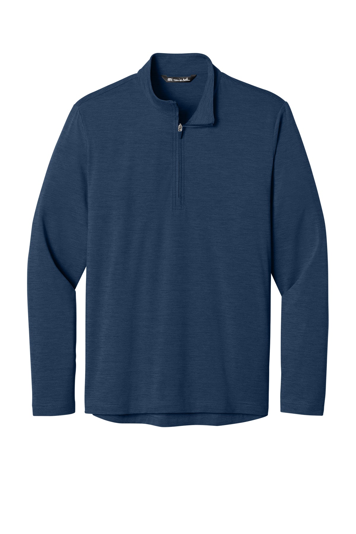 TravisMathew Onward 1/4-Zip in Navy Heather, front flat
