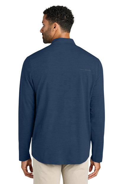 TravisMathew Onward 1/4-Zip in Navy Heather, back on model