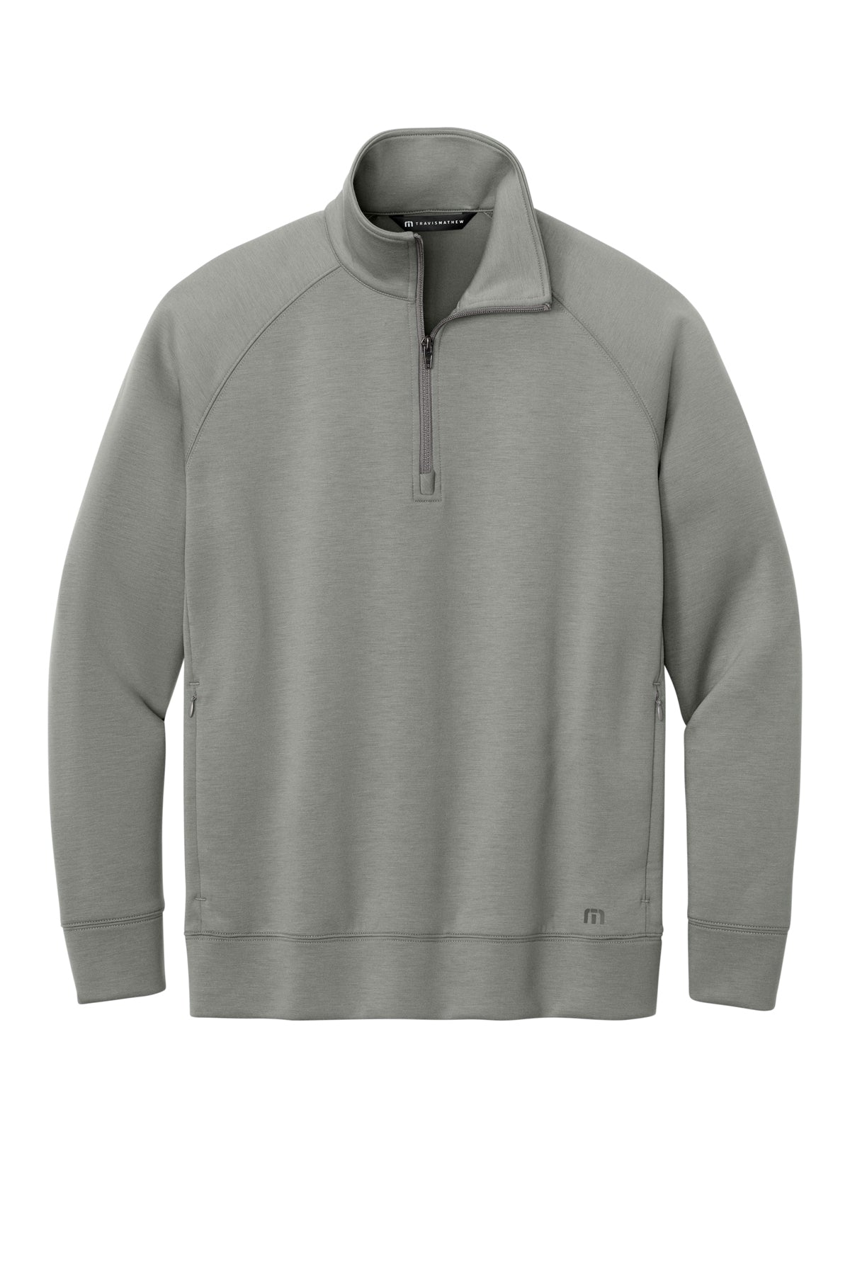 TravisMathew Momentum Shift 1/4-Zip in Quiet Shade Grey, front flat