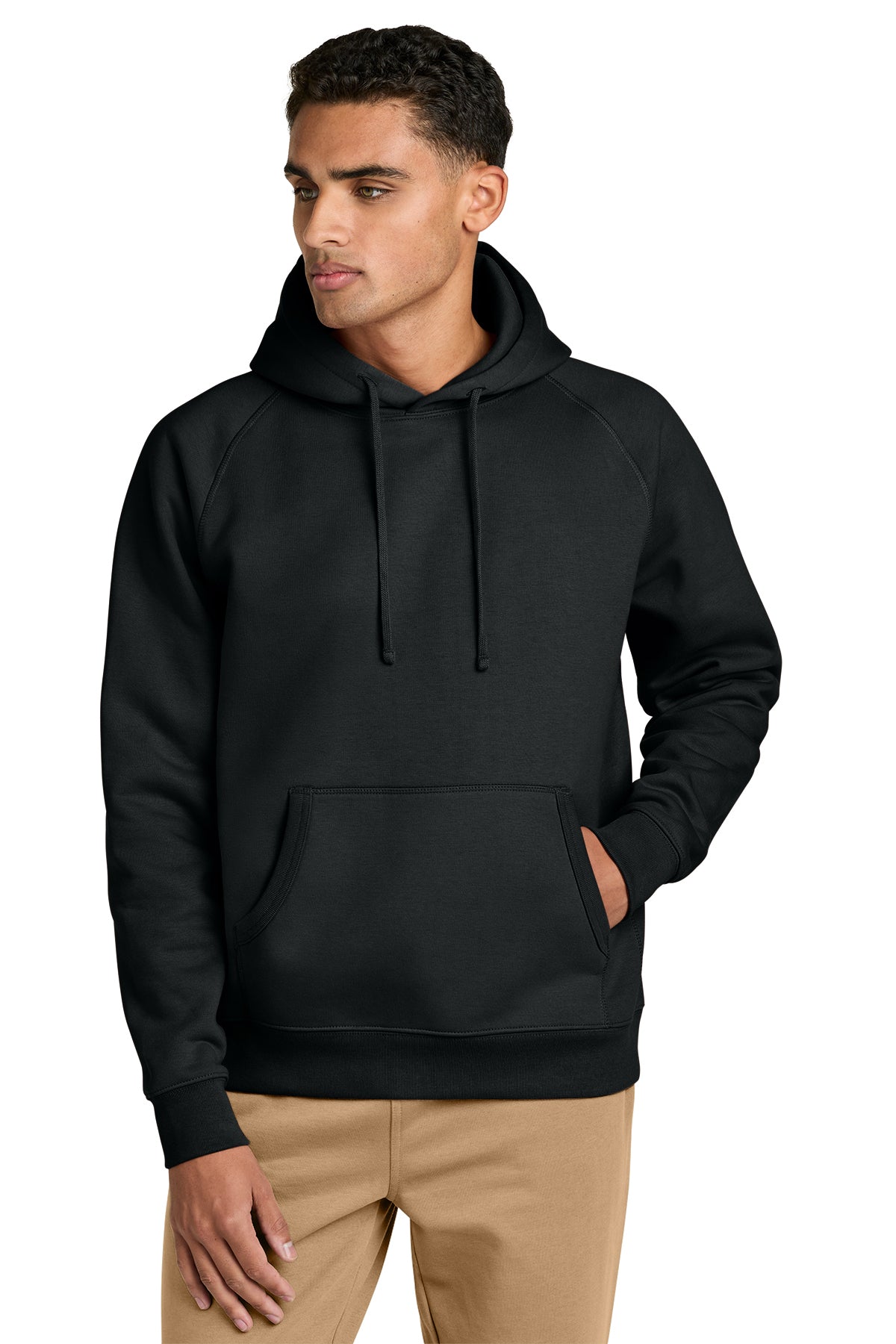 Stanley/Stella Unisex Striker Hooded Sweatshirt in Black, front on model
