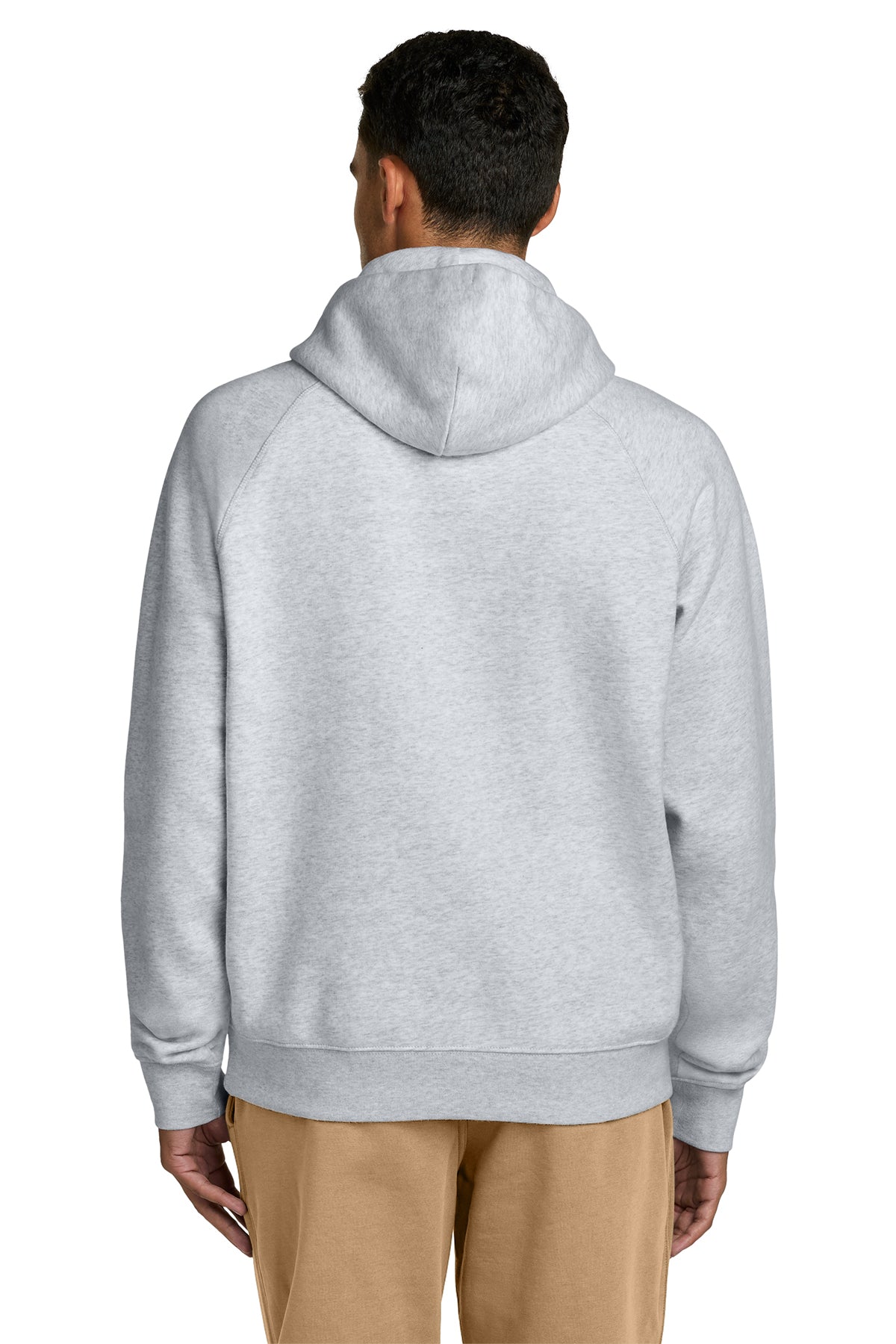 Stanley/Stella Unisex Striker Hooded Sweatshirt in Cool Heather Grey, back on model