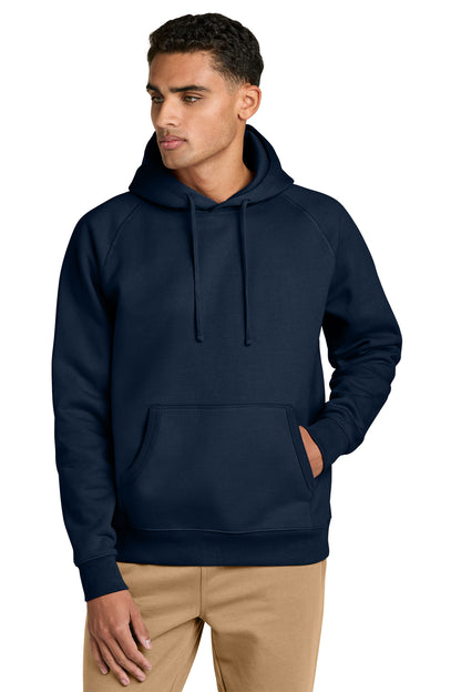 Stanley/Stella Unisex Striker Hooded Sweatshirt in French Navy, front on model