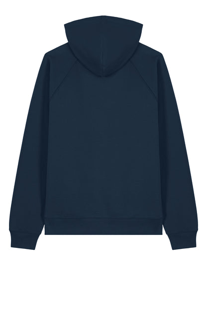 Stanley/Stella Unisex Striker Hooded Sweatshirt in French Navy, back flat