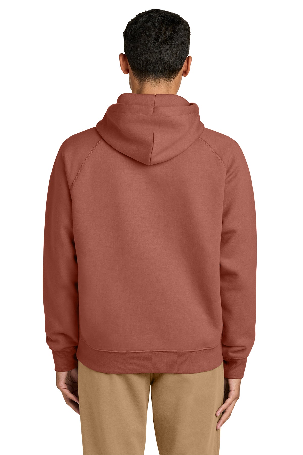Stanley/Stella Unisex Striker Hooded Sweatshirt in Heritage Brown, back on model