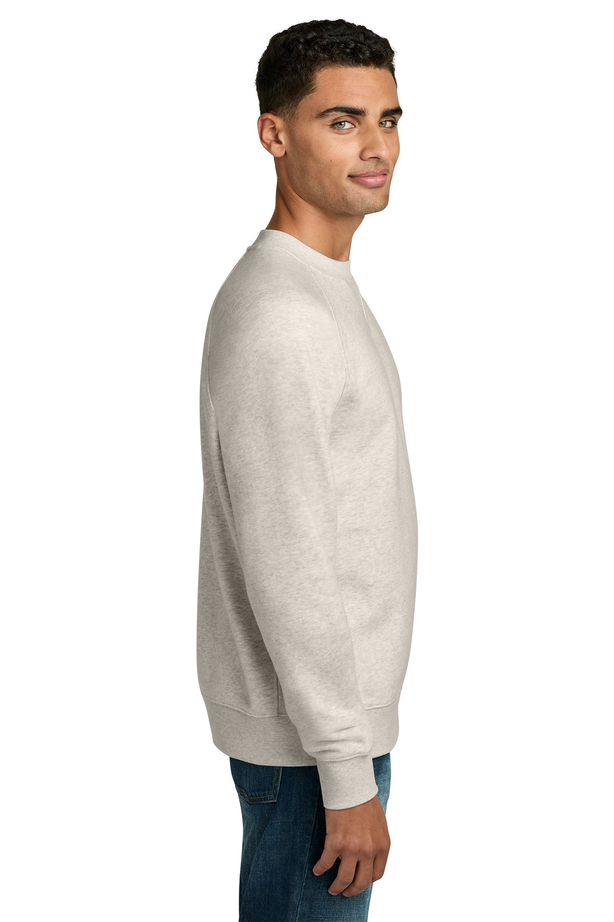 Stanley/Stella Unisex Knoxer Crewneck Sweatshirt in Heather Haze, side on model