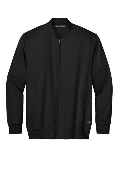 TravisMathew Bomber Jacket in Black, front flat