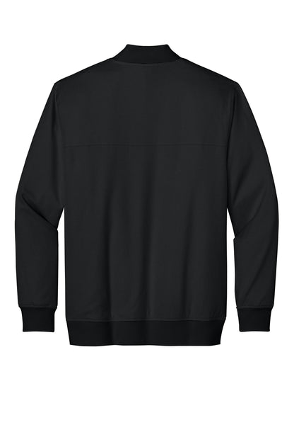 TravisMathew Bomber Jacket in Black, back flat