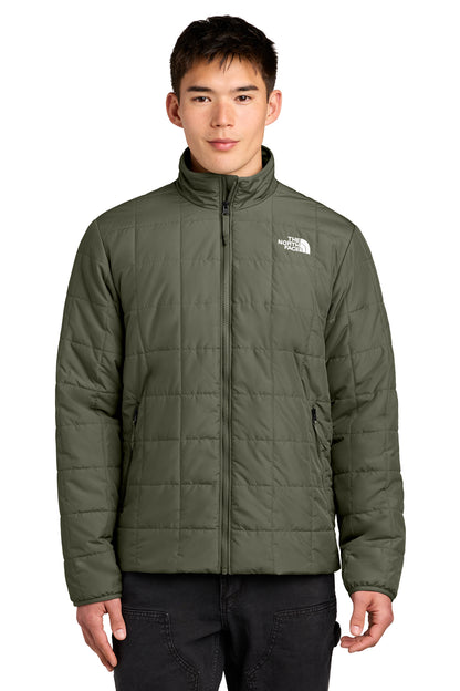 The North Face Iron Drift Quilted Jacket in New Taupe Green, front on model