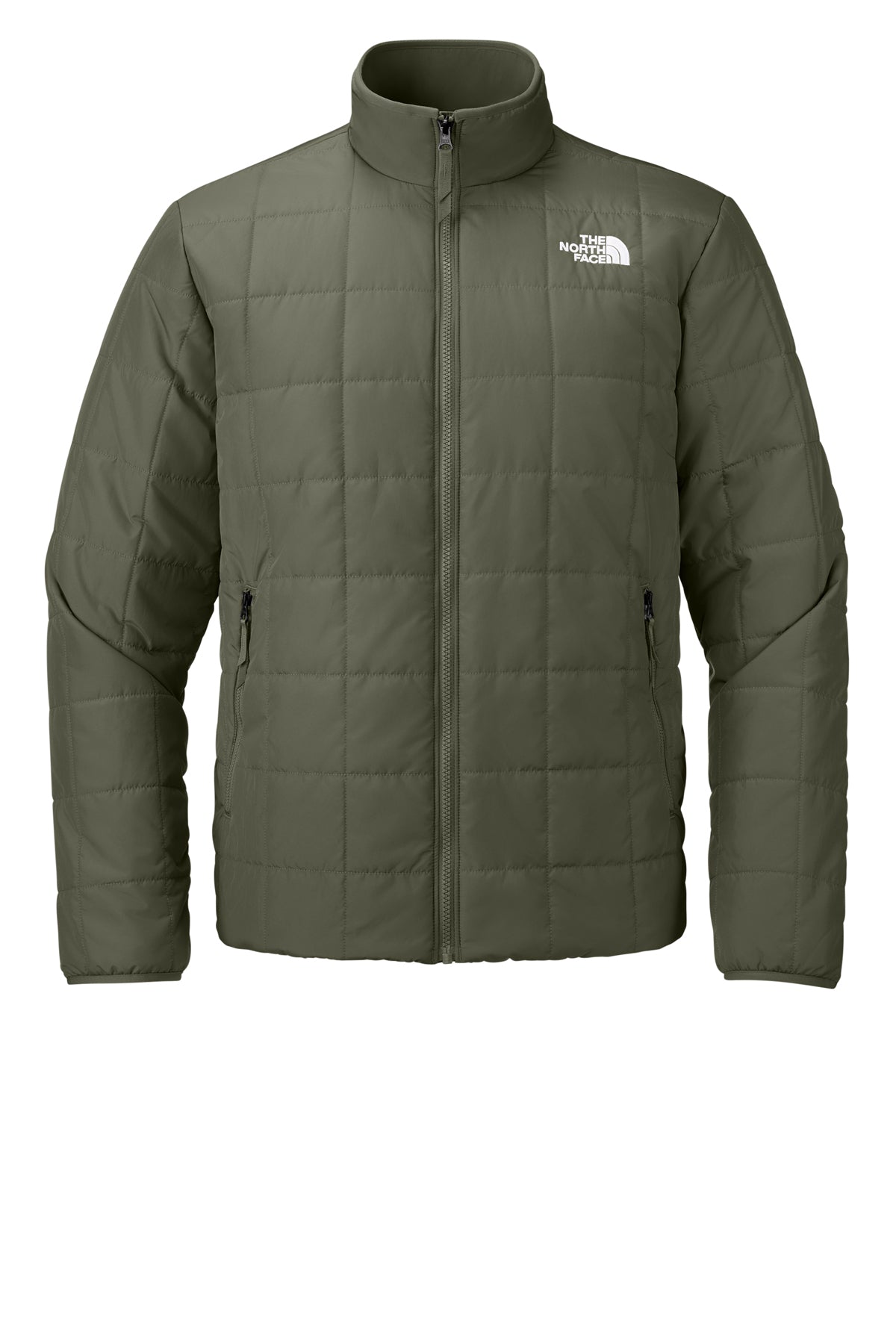 The North Face Iron Drift Quilted Jacket in New Taupe Green, front flat