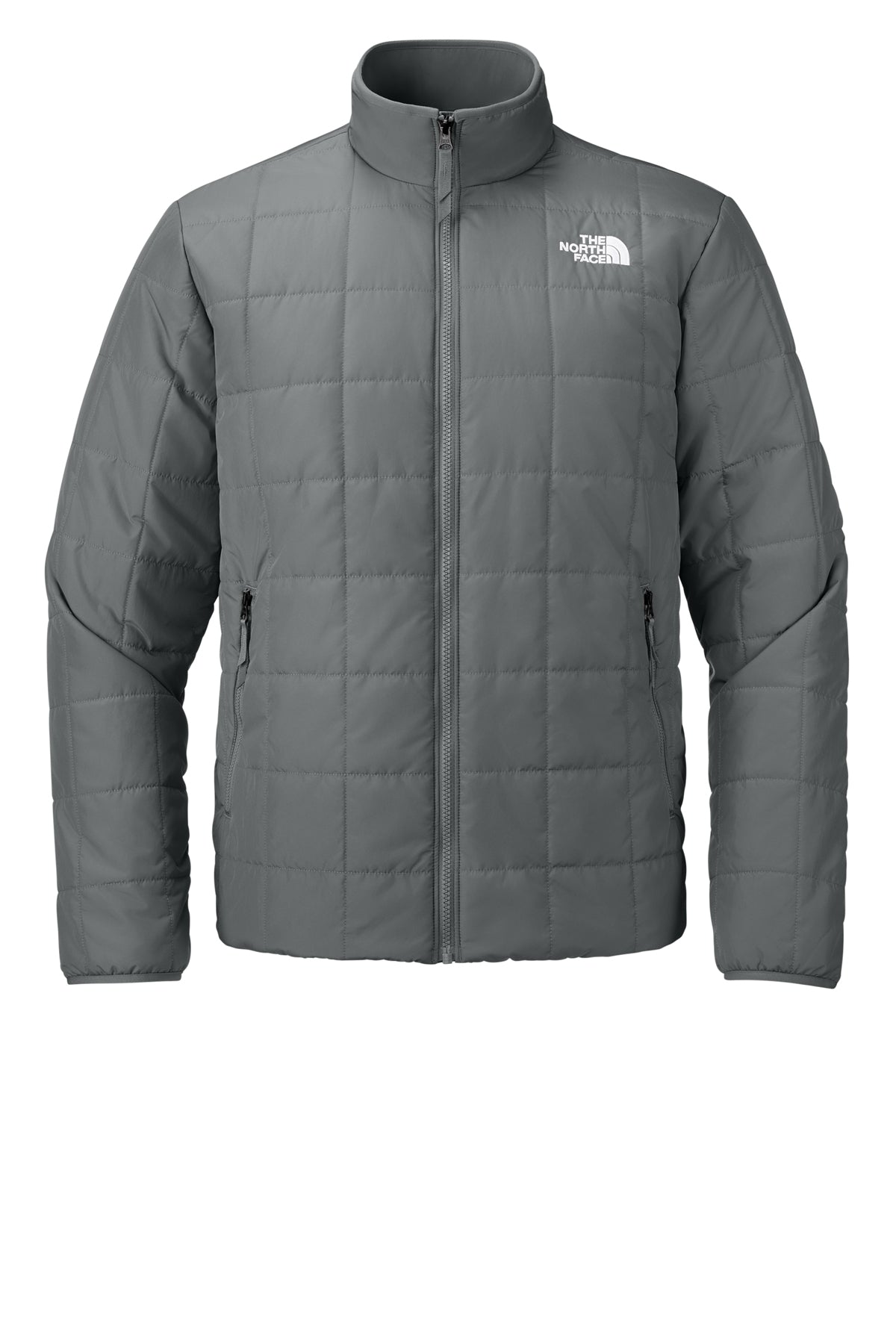 The North Face Iron Drift Quilted Jacket in Smoked Pearl Grey, front flat
