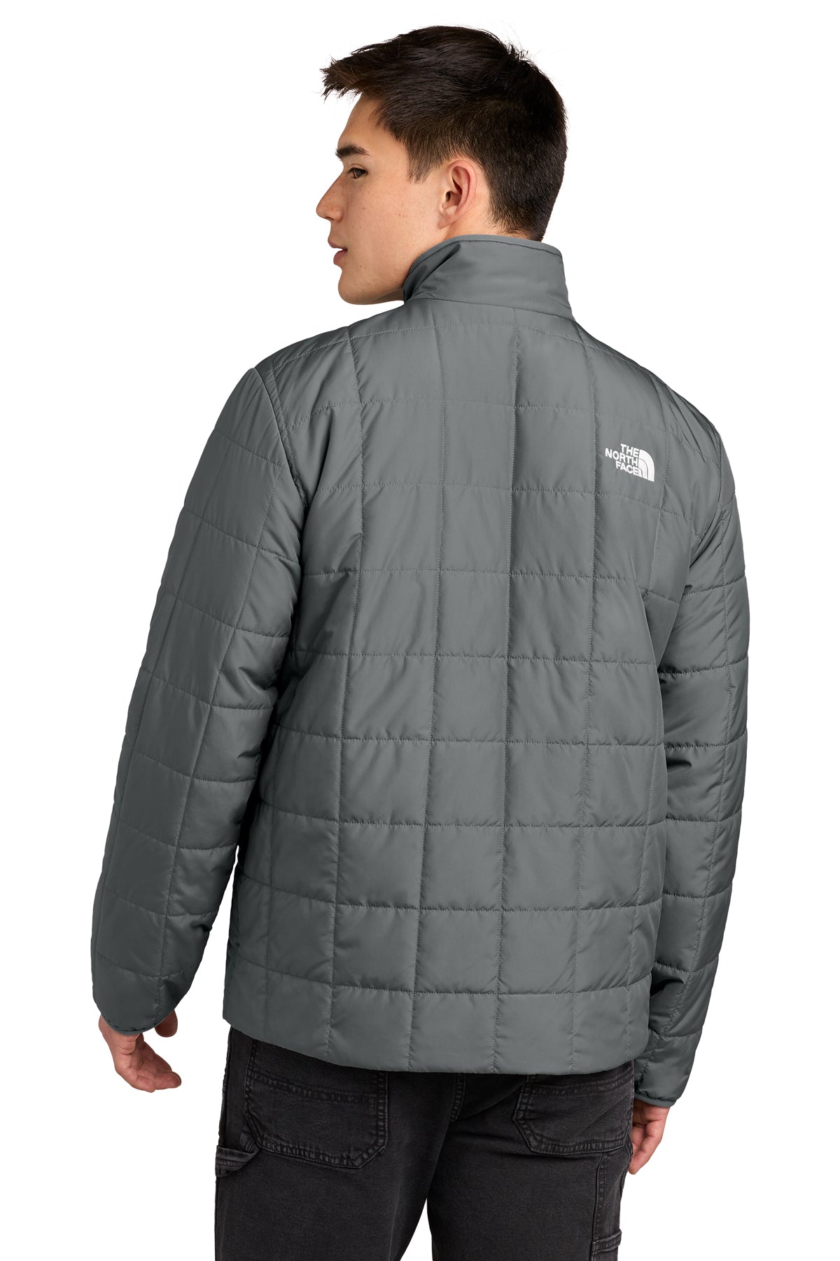 The North Face Iron Drift Quilted Jacket in Smoked Pearl Grey, back on model