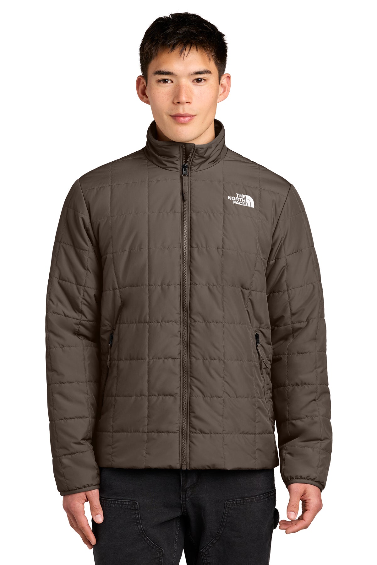 The North Face Iron Drift Quilted Jacket in Smokey Brown, front on model