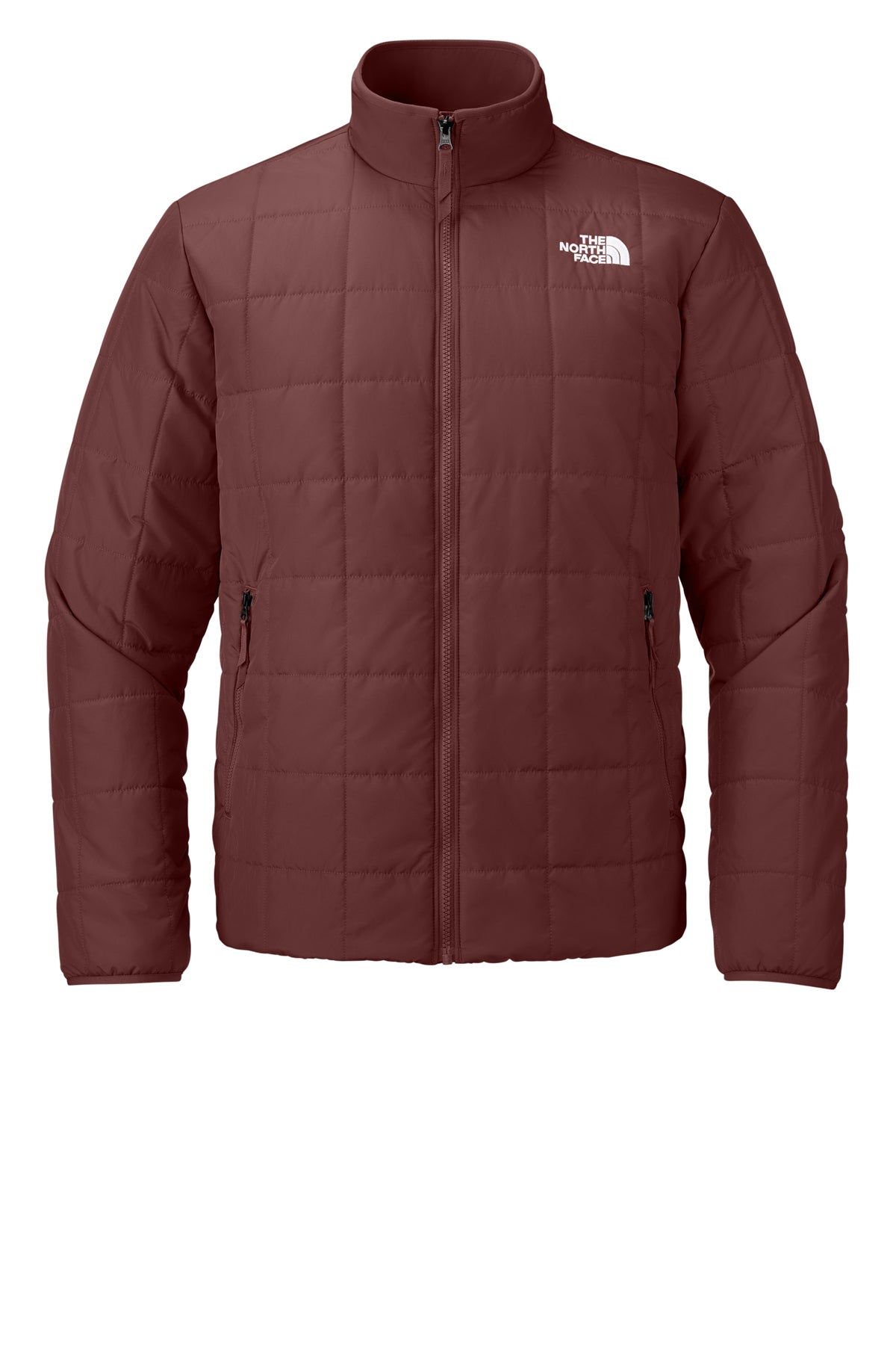 The North Face Iron Drift Quilted Jacket in Sumac Burgundy, front flat