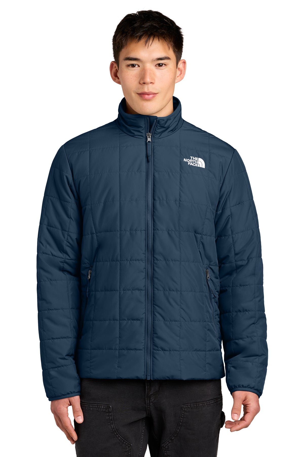 The North Face Iron Drift Quilted Jacket in Summit Navy, front on model