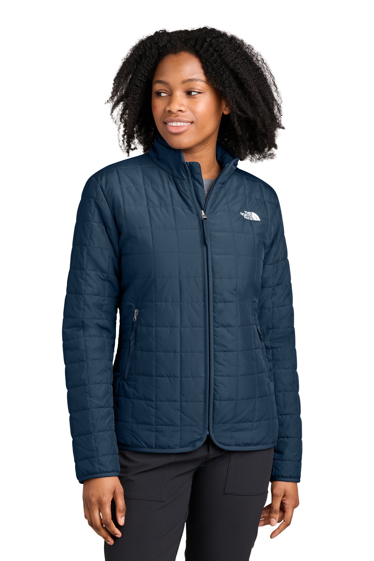 The North Face Women’s Iron Drift Quilted Jacket in Summit Navy, front on model