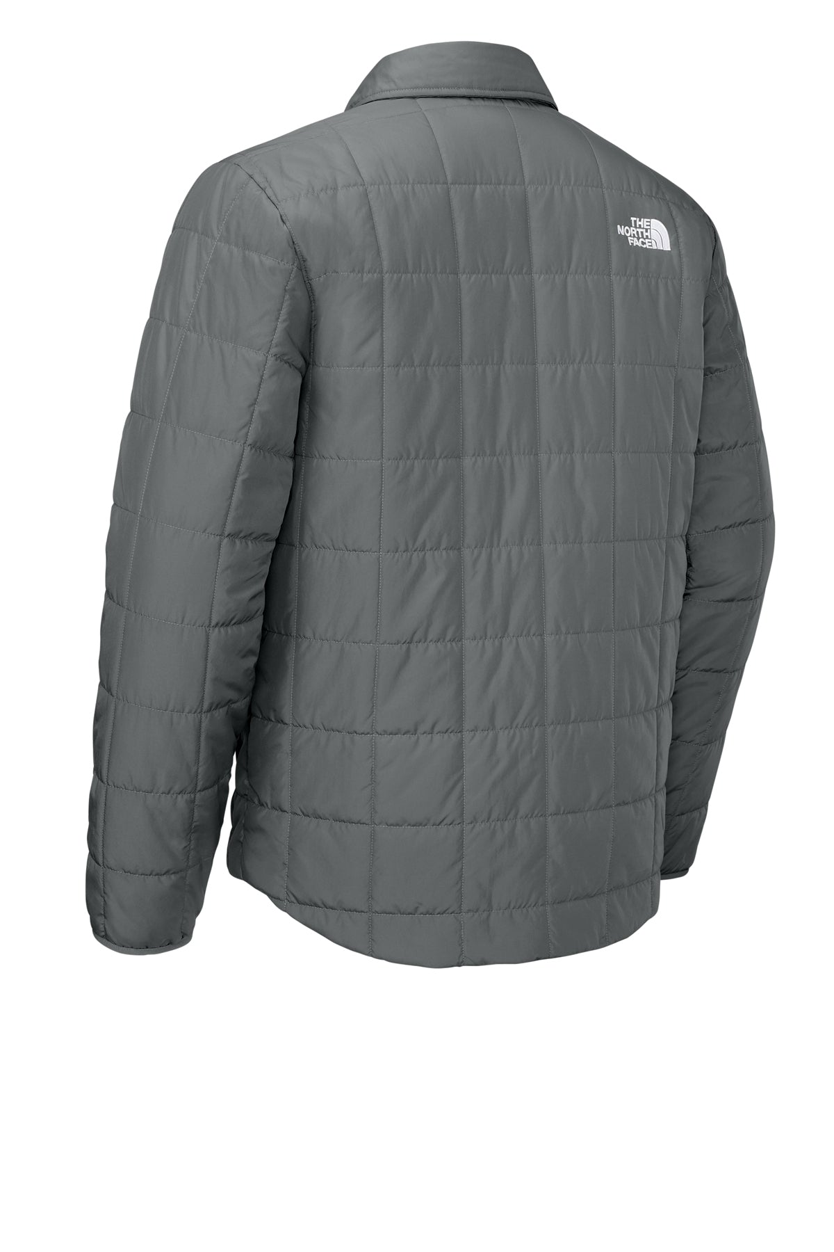 The North Face Iron Drift Quilted Shirt Jacket in Smoked Pearl Grey, back flat