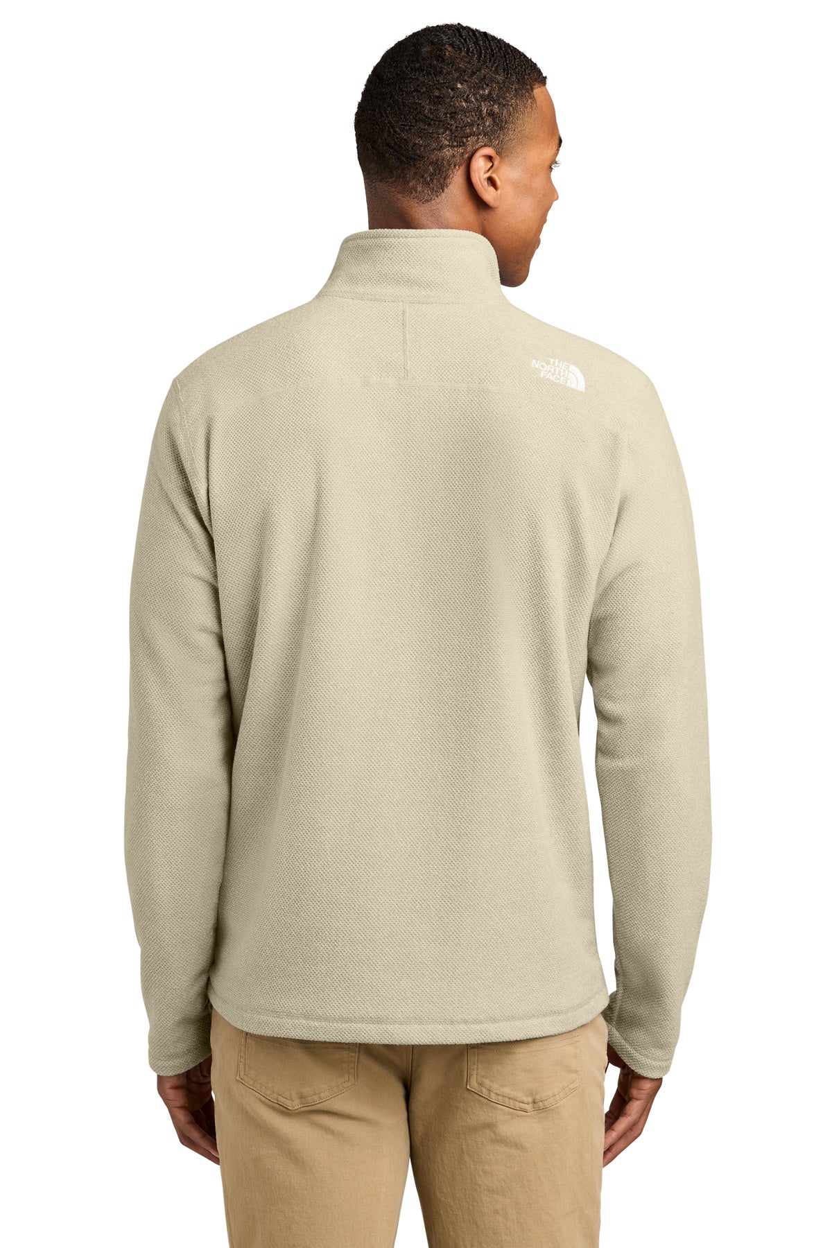 The North Face Textured Pine Grove 1/2-Zip in Gravel Heather, back on model