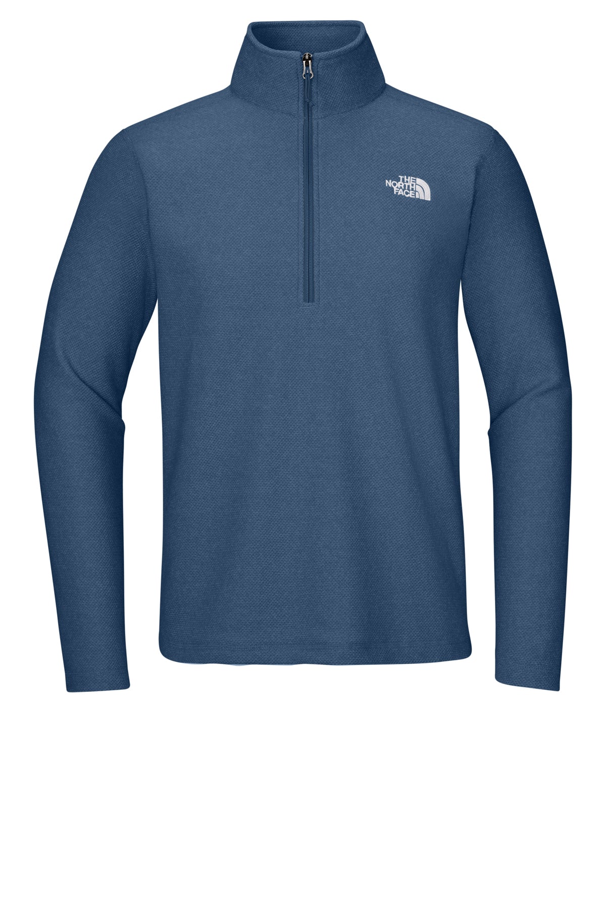 The North Face Textured Pine Grove 1/2-Zip in Shady Blue Heather, front flat