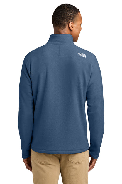 The North Face Textured Pine Grove 1/2-Zip in Shady Blue Heather, back on model