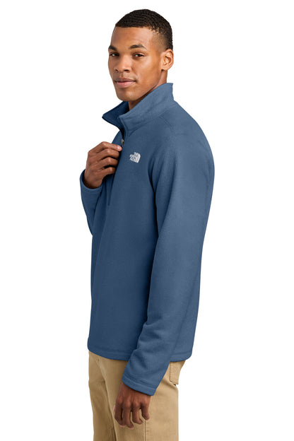 The North Face Textured Pine Grove 1/2-Zip in Shady Blue Heather, side on model