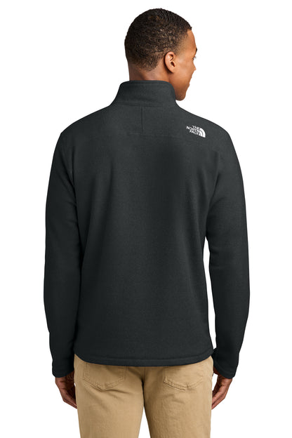 The North Face Textured Pine Grove 1/2-Zip in TNF Black Heather, back on model