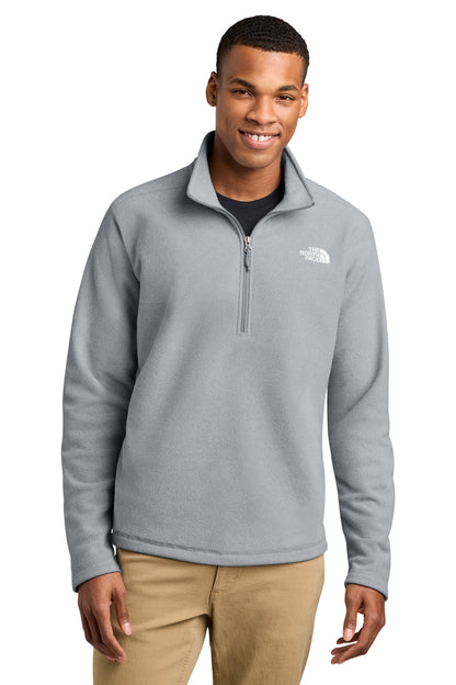 The North Face Textured Pine Grove 1/2-Zip in TNF Light Grey Heather, front on model