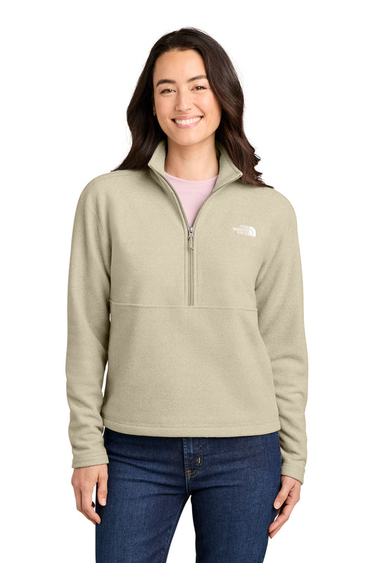 The North Face Women’s Textured Pine Grove 1/2-Zip in Gravel Heather, front on model