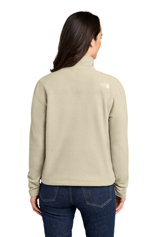 The North Face Women’s Textured Pine Grove 1/2-Zip in Gravel Heather, back on model